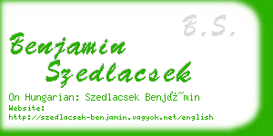 benjamin szedlacsek business card